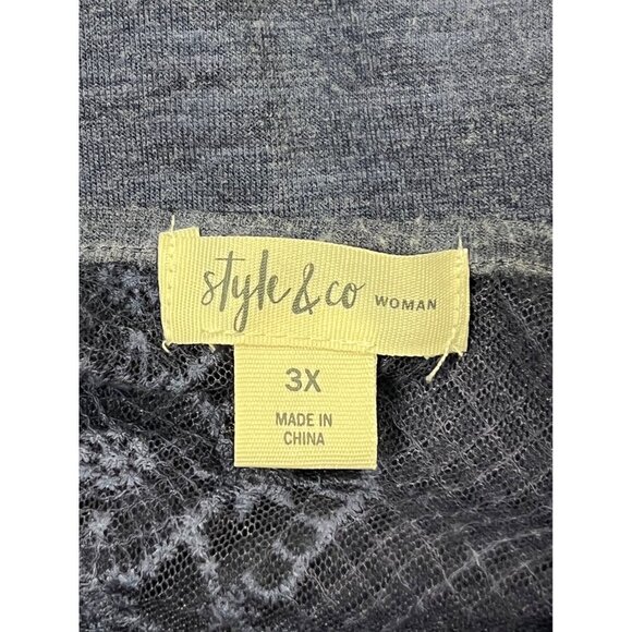 Style & Co Women Plus Size 3X Purple Glaze Crochet Top Blouse Long Sleeve New - Picture 7 of 9